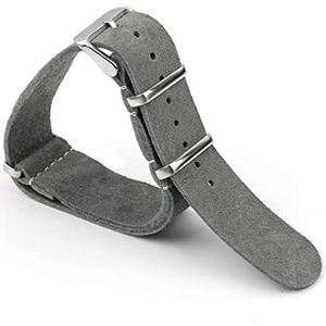 Watch Strap Suede Leather Soft Watch Band Rvs Square Gesp Pols Vervanging Strap18mm 20mm 22mm 24 MM (Color : Gray, Size : 22mm)