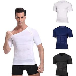 Secondskin Men’s Shaper Cooling T-Shirt,2022 Men's Shaper Slimming Compression T-Shirt,Athletic Short Sleeve for Sports and Fitness Running (3XL, White)