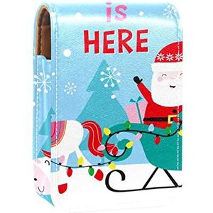 Gepersonaliseerde Lipstick Case Draagbare Make-up Tas Cosmetische Pouch Lippenstift Houder Make-up Organizer Kerstman is hier, Meerkleurig, 9.5x2x7 cm/3.7x0.8x2.7 in