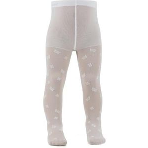 AQUILONE 0-14 Babypanty, panty voor pasgeborenen, doorschijnend met hartborduurwerk, panty voor ceremonies - Made in Italy, 1 paar wit, 6-12 Maanden