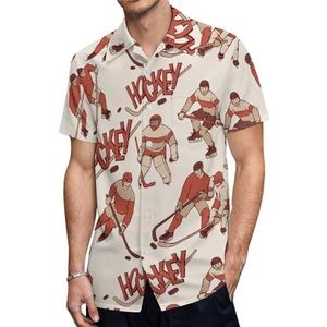 Retro hockeyspeler heren shirts met korte mouwen casual button-down tops T-shirts Hawaiiaanse strand T-shirts M