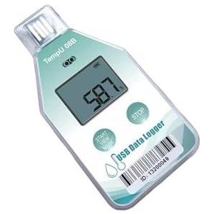 Data Recorder Wegwerp temperatuur en vochtigheid data logger met 32.000 punten PDF-rapport voor koude keten transport (TempU08B, 5 stuks)