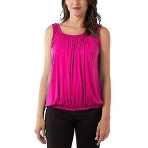 Dames - Mouwloos Vest Top - Ruches Neck - Koraal - Loose Fit
