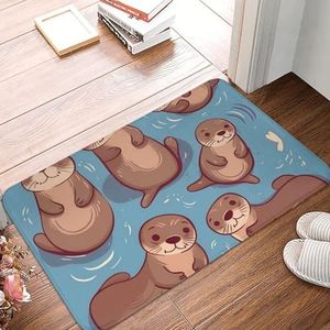 YNCATXZ Dierlijke schattige bruine otters deurmat 40 x 60 cm antislip indoor outdoor mat welkomstmat wasbaar deurmat voor ingangen deurmat absorberende flanellen badmatten