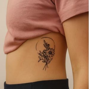 Zonnebloem tattoo – Temporalis® | Tijdelijke tatoeages voor vrouwen & mannen – Nep tattoo vegan & waterbestendig – EU-cosmetica – Blijft 1-2 weken [ Tatoeage Bloemenboeket ]