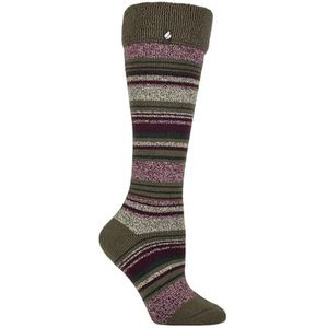 HEAT HOLDERS Sockshop Thermosokken voor dames, 1,6 TOG, lange gevoerde rijsokken voor buiten, warm, maat 37-42, daphne streep olijf, 37-42 EU