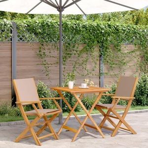 XGWKCNV Meubels select-3 Stuk Bistro Set Taupe Stof en Massief Hout