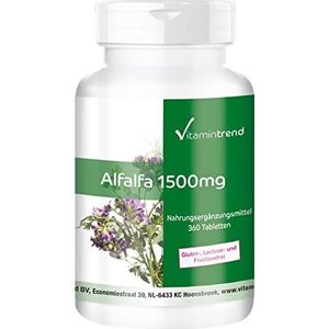 Alfalfa 1500mg - 360 tabletten - Veganistisch - 4-voudig geconcentreerd extract | Vitamintrend®