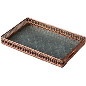 Metalen rand glazen dienblad dienbladen glazen dienblad walnoot fruit Dim Sum Opslag Tray Theeblad (B)