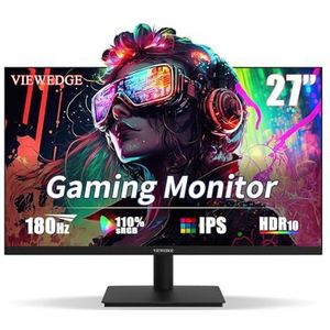 Viewedge Gaming Monitor 27 inch 180hz (Supports 144hz/165hz) 1ms, 110% sRGB with HDR 10 | 1080p IPS Screen, DP HDMI, Built-in Speakers, Support Freesync and Wall Mount