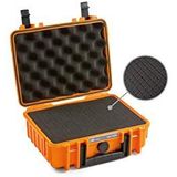 B&W Outdoor Case Hard Case Type 1000 met schuim (hardcase case case IP67, SI kubusschuim, waterdicht, binnenmaat 25x17,5x9,5cm, oranje)