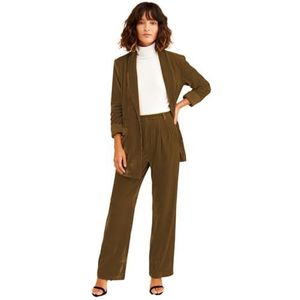 Fluwelen pak voor dames, 2-delig, niets, revers, fluweel, warme blazer, pak, feest, smoking, Bruin, XS