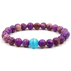 Kralen Armbanden,Stretch Armband Natuurlijke Paarse Keizersteen Met Bule Opaal Sieraden Elegante Eenvoudige Stijl Armband Yoga Sierlijke Koppels Armband Cadeau for Verjaardagsfeestje