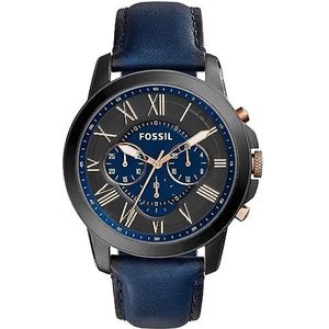 Grant chronograaf marineblauw leren horloge
