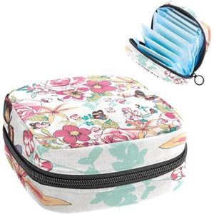 Opbergtas voor maandverband, menstruatiekit tas voor school, menstruatiecup zakje, maandverband organizer, vlinder op de bloem
