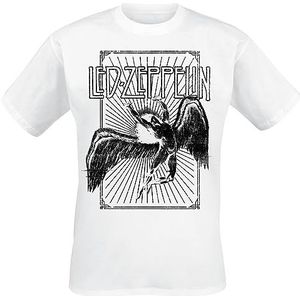 Led Zeppelin Icarus Burst T-shirt wit M 100% katoen Band merch, Bands