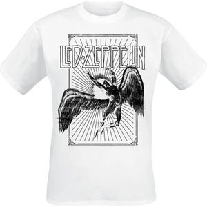 Led Zeppelin Icarus Burst T-shirt wit S 100% katoen Band merch, Bands