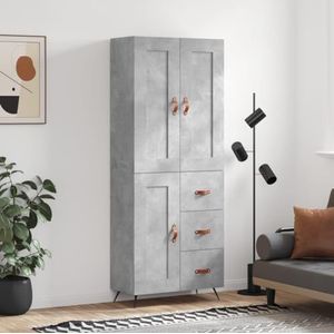 DIGBYS Highboard Beton Grijs 69,5x34x180 cm Engineered Hout