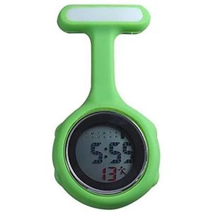 Yojack Gepersonaliseerd zakhorloge mode siliconen verpleegster horloge effen kleur digitale display wijzerplaat verpleegkundige broche broche zakhorloge gegraveerd horloge (kleur: groen)