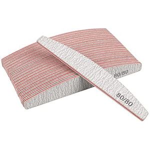 Een dubbelzijdige nagelfil, een nagelbuffertje 50 stuks dubbelzijdige nagelvijlbuffer met 80-240 korrel afwasbaar schuurpapier for manicure(80-80 Grit)