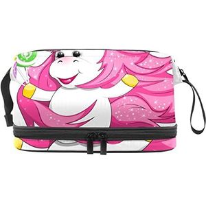 Multifunctionele opbergtas voor op reis, met handvat, eenhoorn ー ROZE, cosmetische tas met grote capaciteit, Meerkleurig, 27x15x14 cm/10.6x5.9x5.5 in