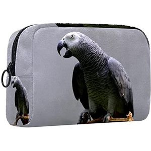 Cosmetische tas voor dames,kleine make-uptas voor portemonnee,grijze vogel papegaai,Cosmetische reistas,make-uptasje
