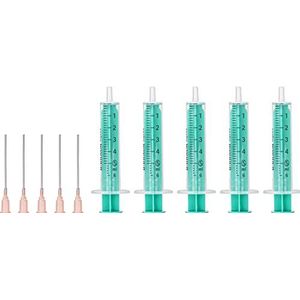 MedixX 5-delige spuiten set met stompe naald verschillende maten voor hobby en DIY - spuiten individueel steriel verpakt (5x 5ml spuit & 5x naald)