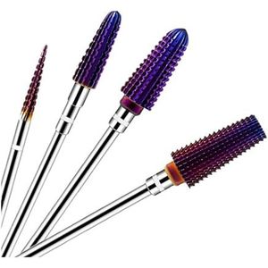 NnYuaUil 1/4 stuks 3/32 inch conische paarse wolfraamcarbide nagelboorbits schachtfrees