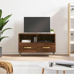 AUUIJKJF Entertainmentcentra en tv-standaards Tv-meubel Bruin Eiken 80x36x50 cm Engineered Houten Meubels