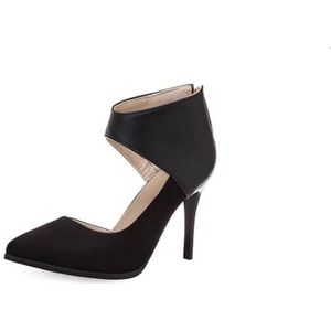 WOkismD 9CM Gesloten Puntige Rits Bruiloft Feest Jurk Bal Hoge Hakken,zwart,34 EU