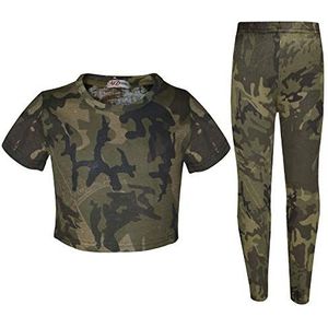 A2Z 4 Kids® Kinderen Meisjes Crop Top & Legging Camouflage Afdrukken - A2Z Camo Crop & Legg Green 7-8