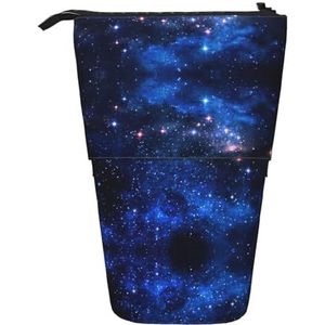 Nbtghga Galaxy Night Print Potlood Telescopische Klassieke Kunsten Stand Up Potlood Case Organizer Potlood Houder Make-up Tas Gift, Zwart, Eén maat