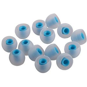 XCESSOR (L) 7 paar (14 stuks) siliconen reserve-oordopjes groot formaat vervangende oordopjes voor populaire in-ear hoofdtelefoon. wit/blauw