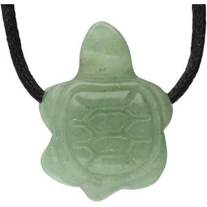 Lebensquelle Plus Schildpadhanger van groene aventurijn edelsteen geboord met lederen band