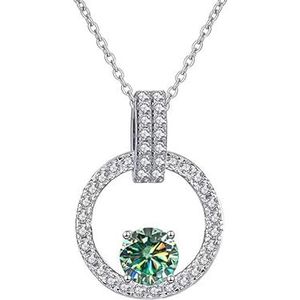 Kettingen voor vrouwen, 925 zilveren hanger for dames sieraden Moissanite diamanten halsketting met moissanite steen (Color : Blue green_Onesize)