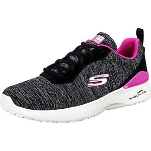 Skechers Glitter Sneaker voor dames, Zwart Mesh Hot Pink Trim, 39 EU