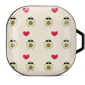 Grappig avocado met hart oordopjes hoesje compatibel met Samsung hard shell beschermhoes zwart-stijl