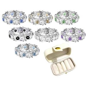 Moissanite Diamant Ring, Magnetische Zirkoon Vormgeven Volledige Moissanite Diamant Ring Met Ring Box (Color : 7pcs, Size : 6)
