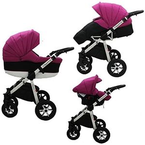 Kinderwagen voor grote ouders, babyzitje en Isofix selecteerbaar Quero by Saintbaby White Purple Black 011 3-in-1 met babyzitje