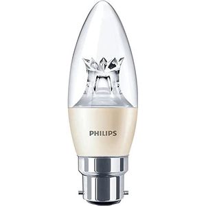 Philips Warmglow Ledlamp, 230 V, 6 W, fitting B22, dimbaar, kaarsvorm, warmwit