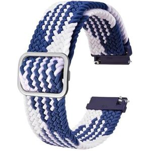 Jeniko Mannen Nylon Horlogebanden Verstelbare Gevlochten Loop Bandjes 18mm 19mm 20mm 22mm Horlogeband Quick Release Sport Horlogeband (Color : White Blue-A, Size : 20mm)