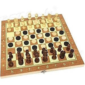 Internationaal Schaken 3 In 1 Houten Schaakspel, Backgammon Checkers Reisschaakspel Houten Schaakstukken Schaakset