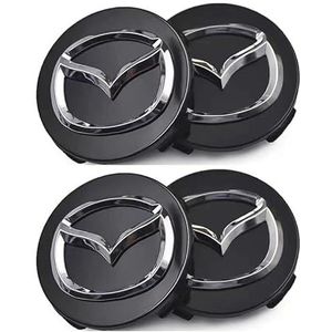 4 stuks auto wielnaafdoppen voor Mazda 3 2009-2013 56mm auto wieldoppen wieldoppen vervangende stickers voor wieldoppen B zwart