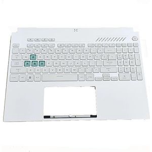 2022 jaar zwart/witte palmrest met verlicht toetsenbord, dubbele luchtuitlaat voor ASUS TUF Gaming A15 F15 FA507 FA507R FX507Z FX517(White Almost New)