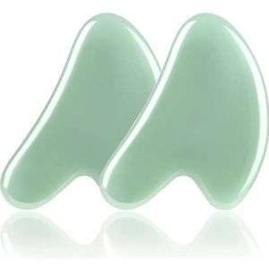 URAQT Gua Sha Facial Tool, 2 stuks Jade Stone Face Scrapping Massager, Guasha Facial Tool, Green Quartz Natural Massage Tool Anti-veroudering en rimpels voor gezicht, oog, nek, lichaamsmassage