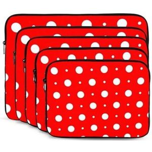 Rood En Wit Polka Dots Print Laptop Sleeve Case Draagbare Computer Cover Tas Slanke Laptop Tas Voor Mannen Vrouwen 13 inch