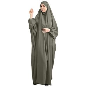 Damesjurk voor moslima's, gebedskleding voor moslim vrouwen met hijabs om te bidden, niqab gezichtsbedekking, kleding, zacht, dames, dubatta, kaftan lange mouwen, één maat, Leger groen, Eén maat