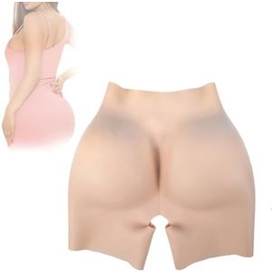 Adima Siliconen Billen Pads Panty Open Kruisje Heupen Shaper Ondergoed Nep Achter Versterker voor Crossdressers,Brown(1.2cm)