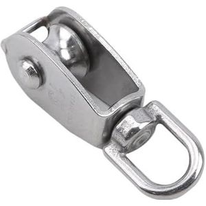 Roestvrijstalen stille katrolblok, Roestvrijstalen draadkabel kraankatrol enkele/dubbele wiel draaibare hijs zilver M15/M25(Double pulley M25)