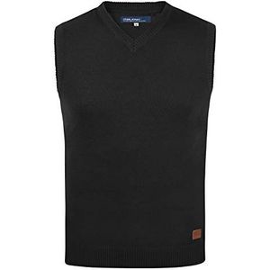 Blend BHLarsson gebreide trui voor heren, fijn gebreid vest met V-hals, zwart (70155), L